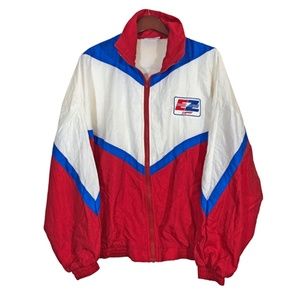 EZ EXPRESS Blue Red White Windbreaker Jacket Size XL